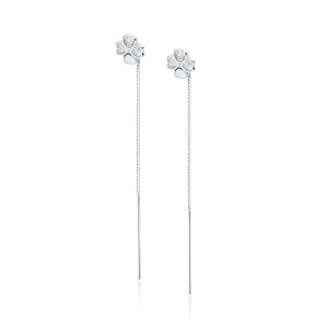Cercei argint lungi cu lant trifoi cu patru foi cu pietre DiAmanti Z1725EPR_W-DIA (Argint 925‰ 1,6 g.)